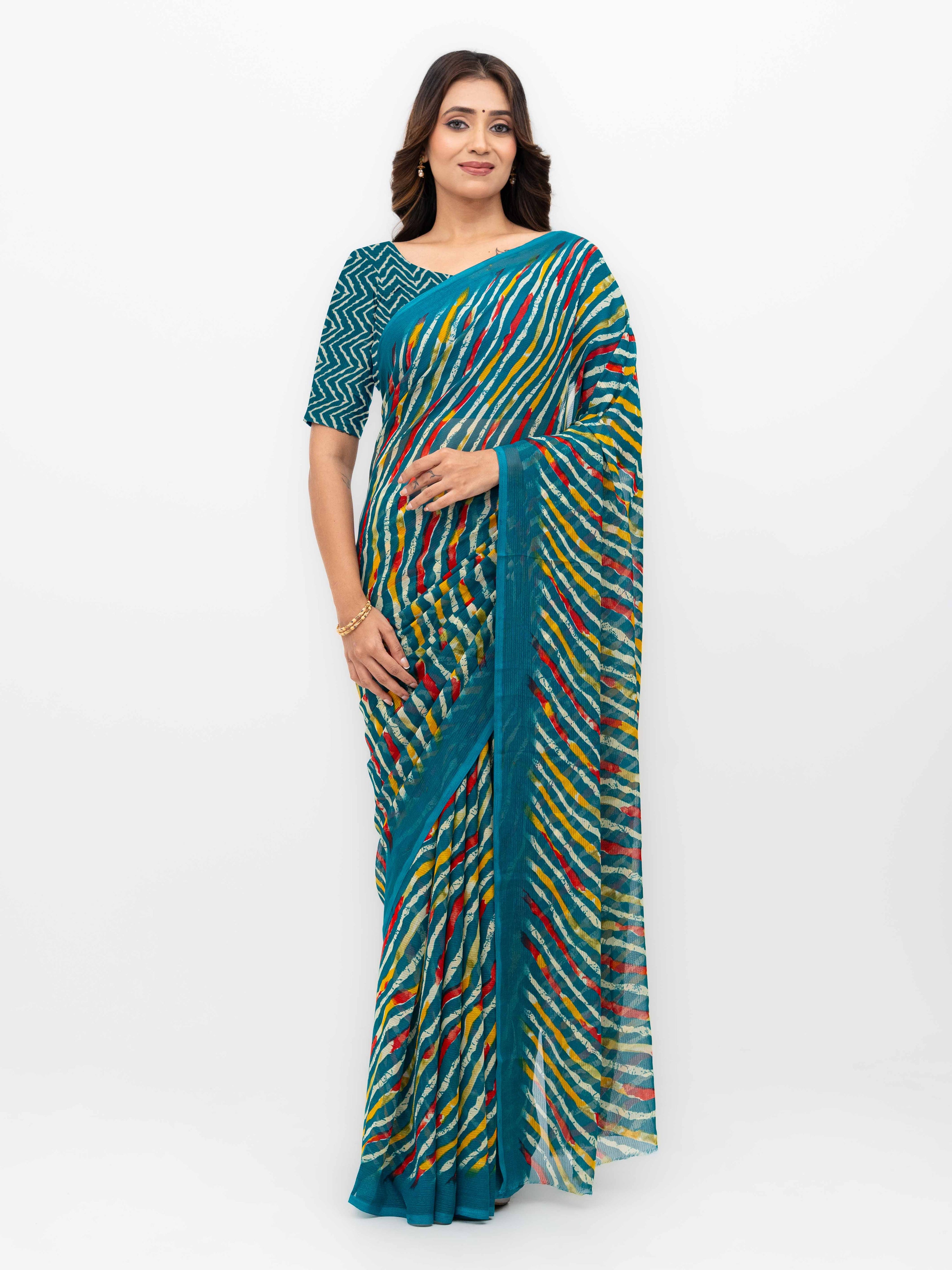 Teal Georgette Saree