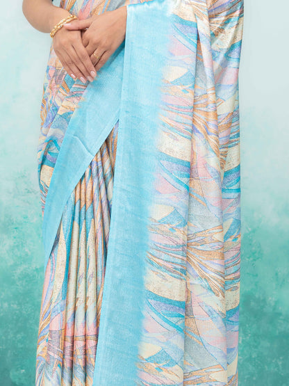 Sky Blue Turkey Silk Saree