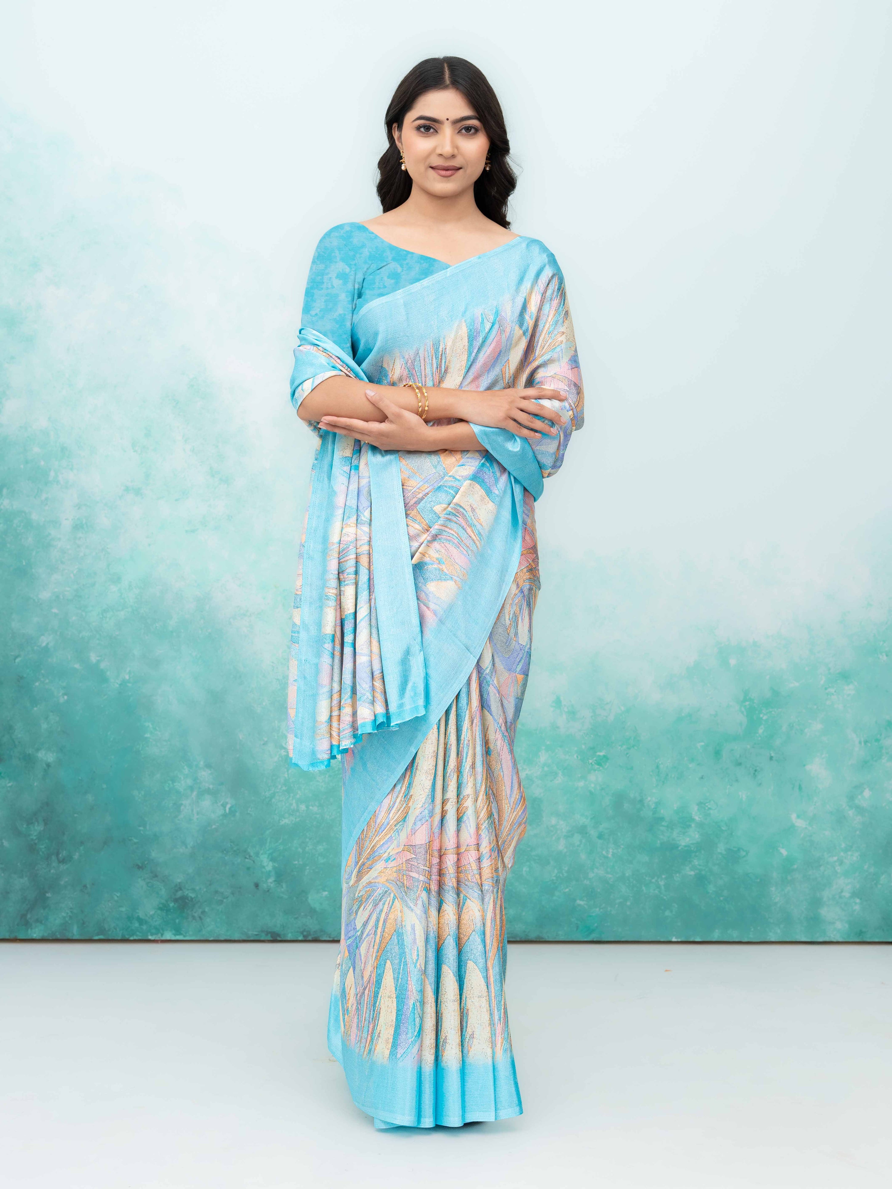 Sky Blue Turkey Silk Saree