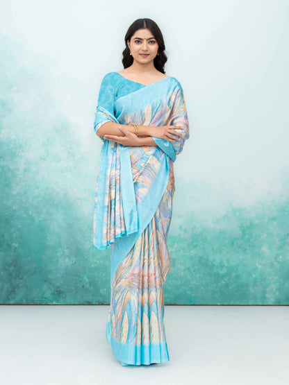 Sky Blue Turkey Silk Saree
