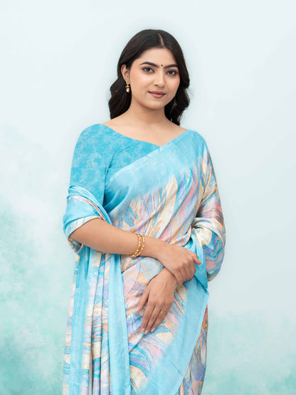 Sky Blue Turkey Silk Saree