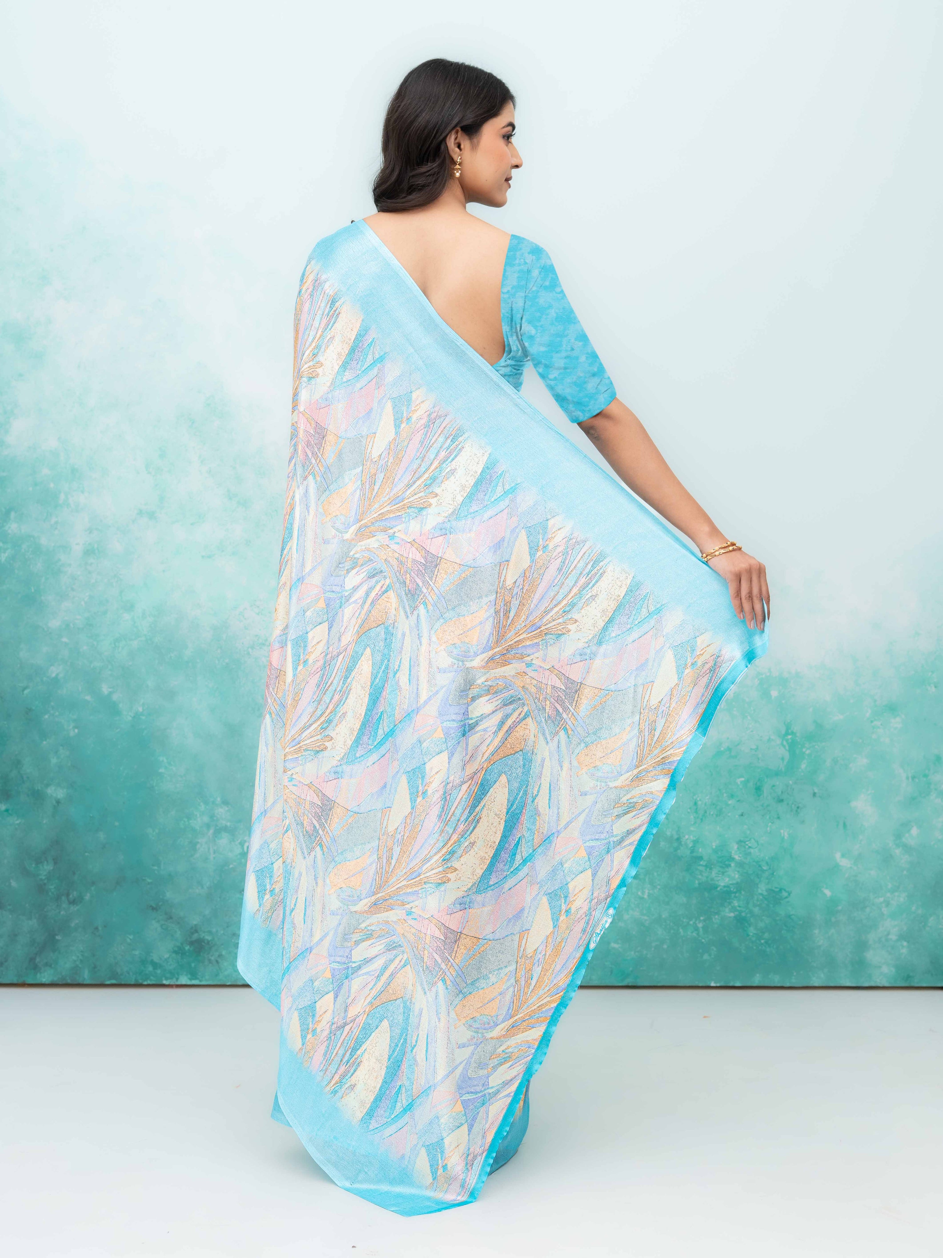 Sky Blue Turkey Silk Saree