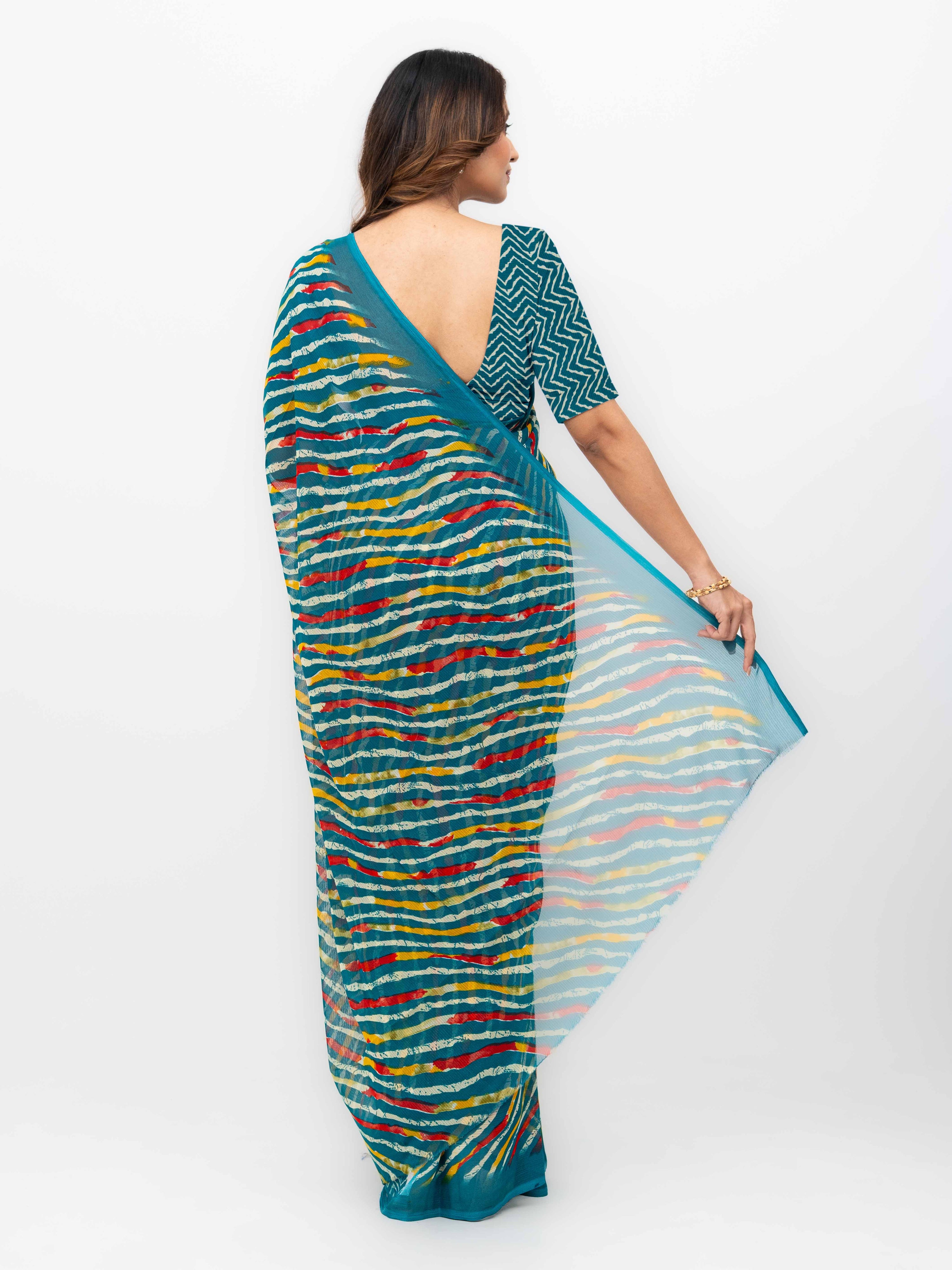 Teal Georgette Saree