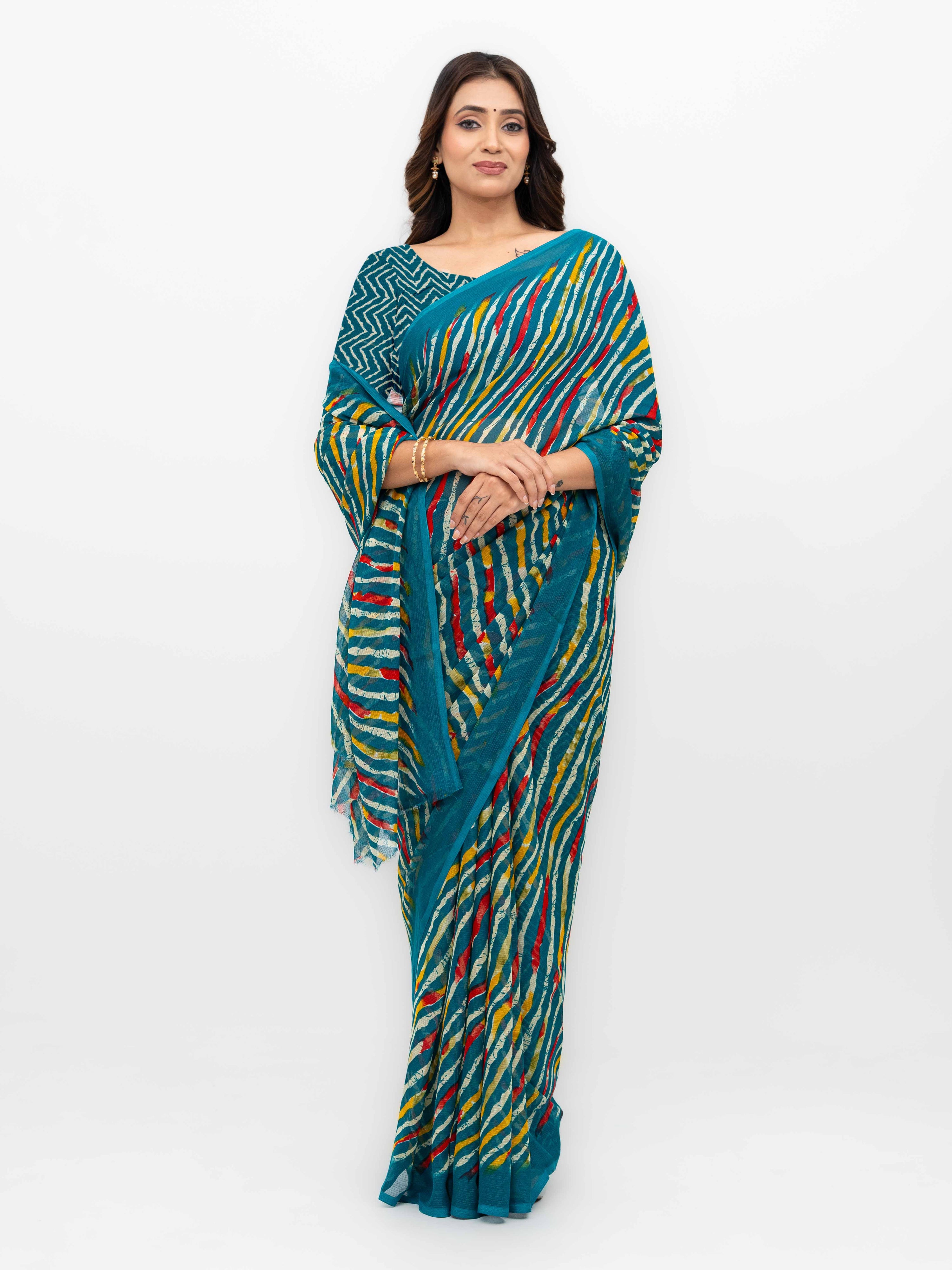 Teal Georgette Saree