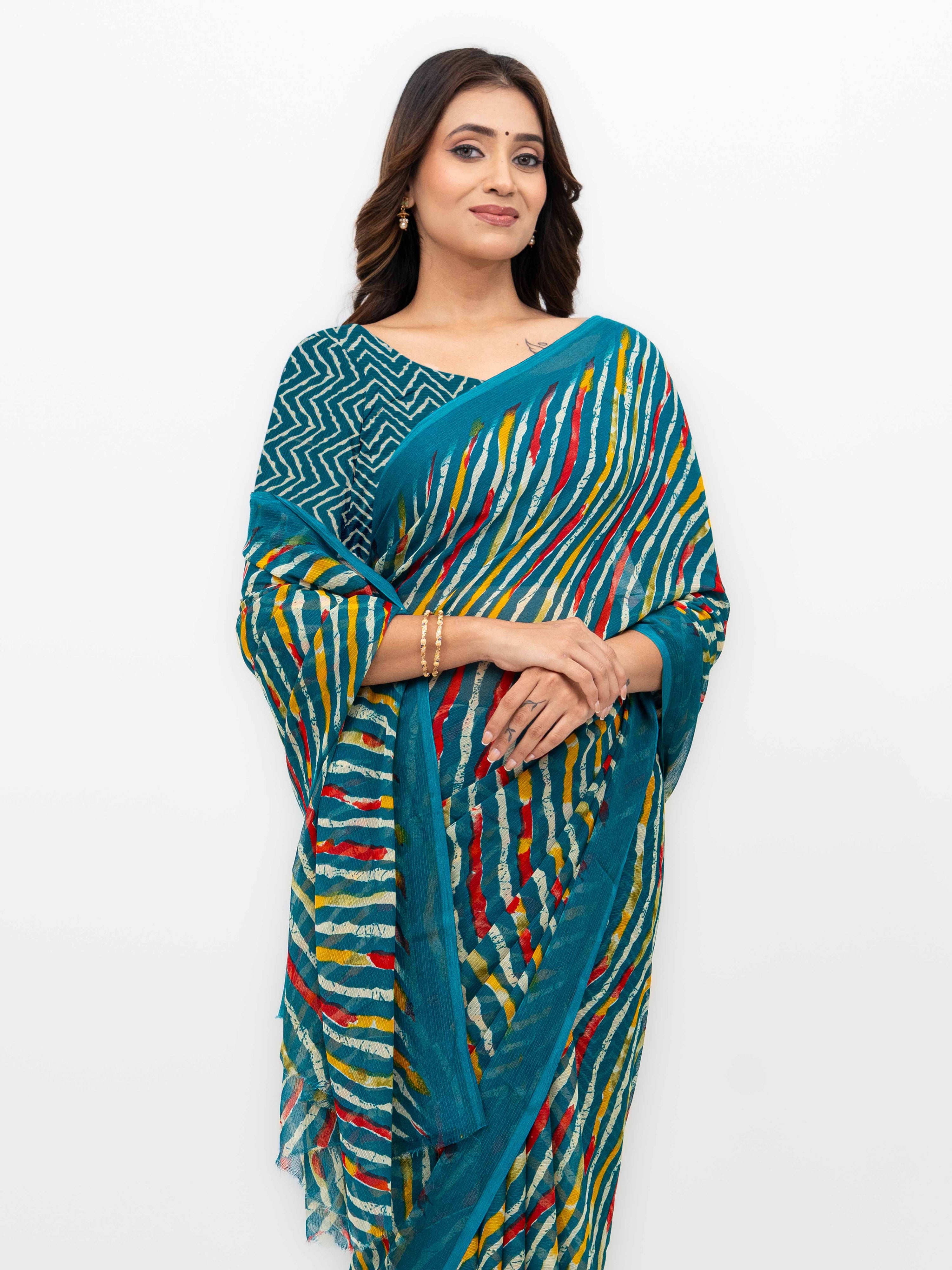 Teal Georgette Saree