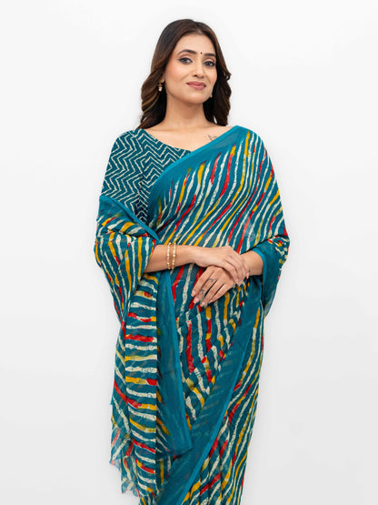 Teal Georgette Saree