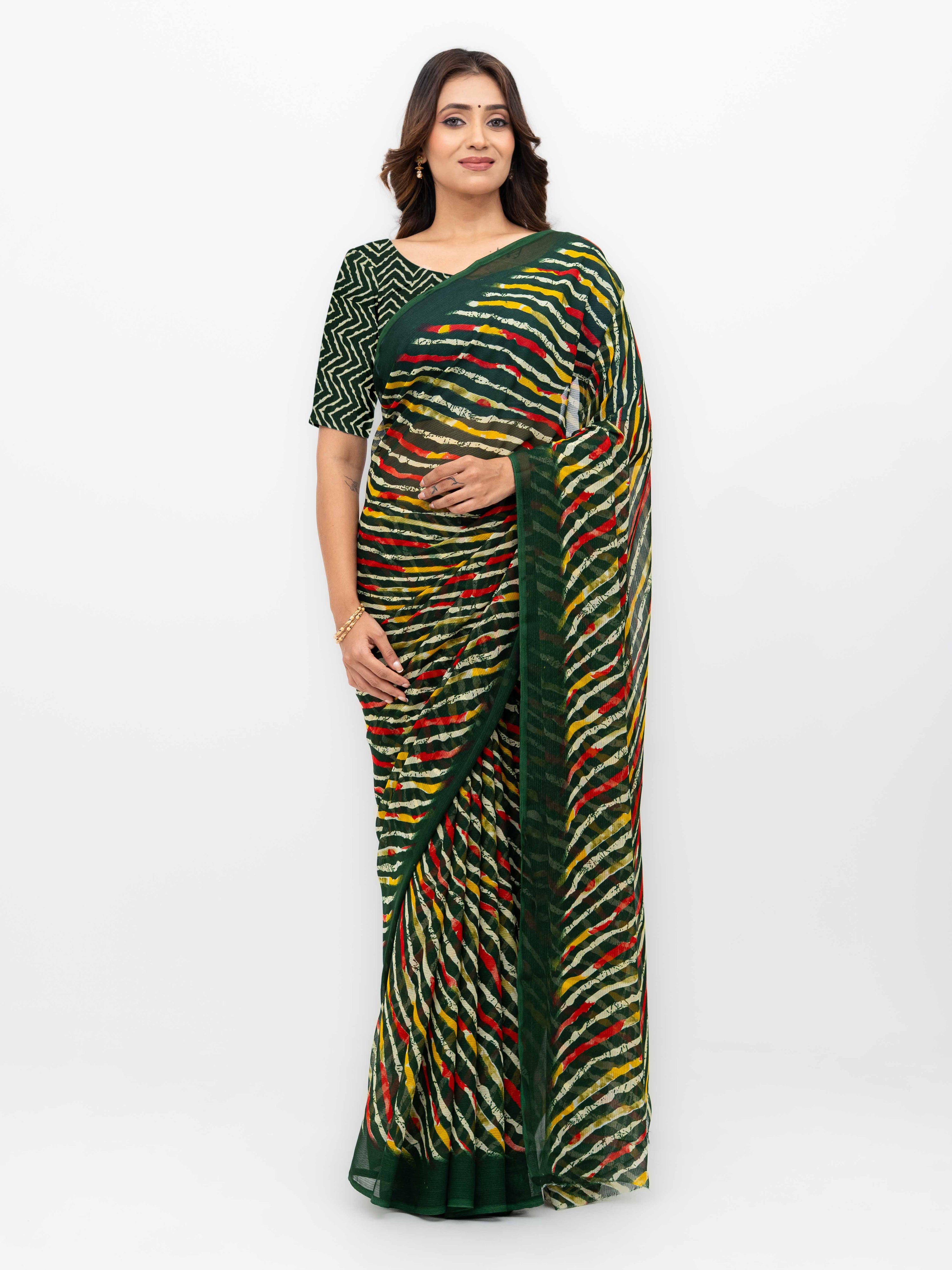Dark Green Georgette Saree