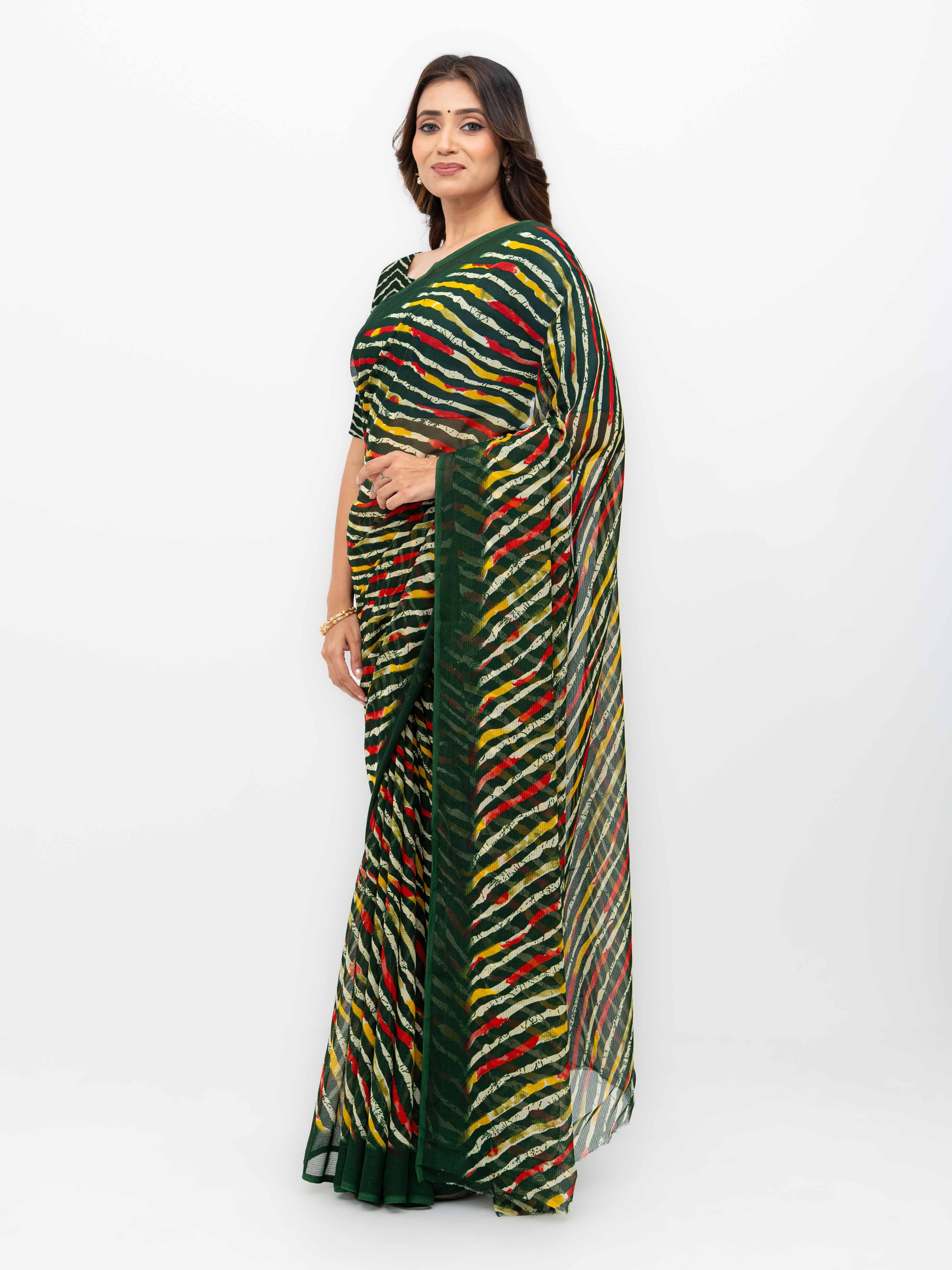 Dark Green Georgette Saree