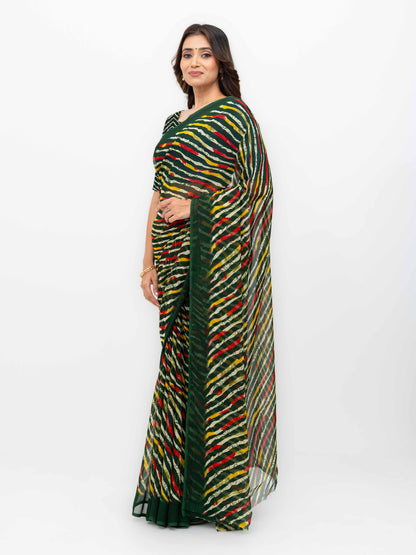 Dark Green Georgette Saree