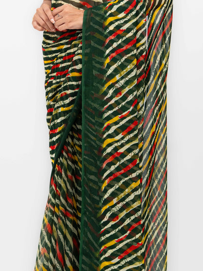 Dark Green Georgette Saree
