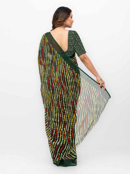 Dark Green Georgette Saree