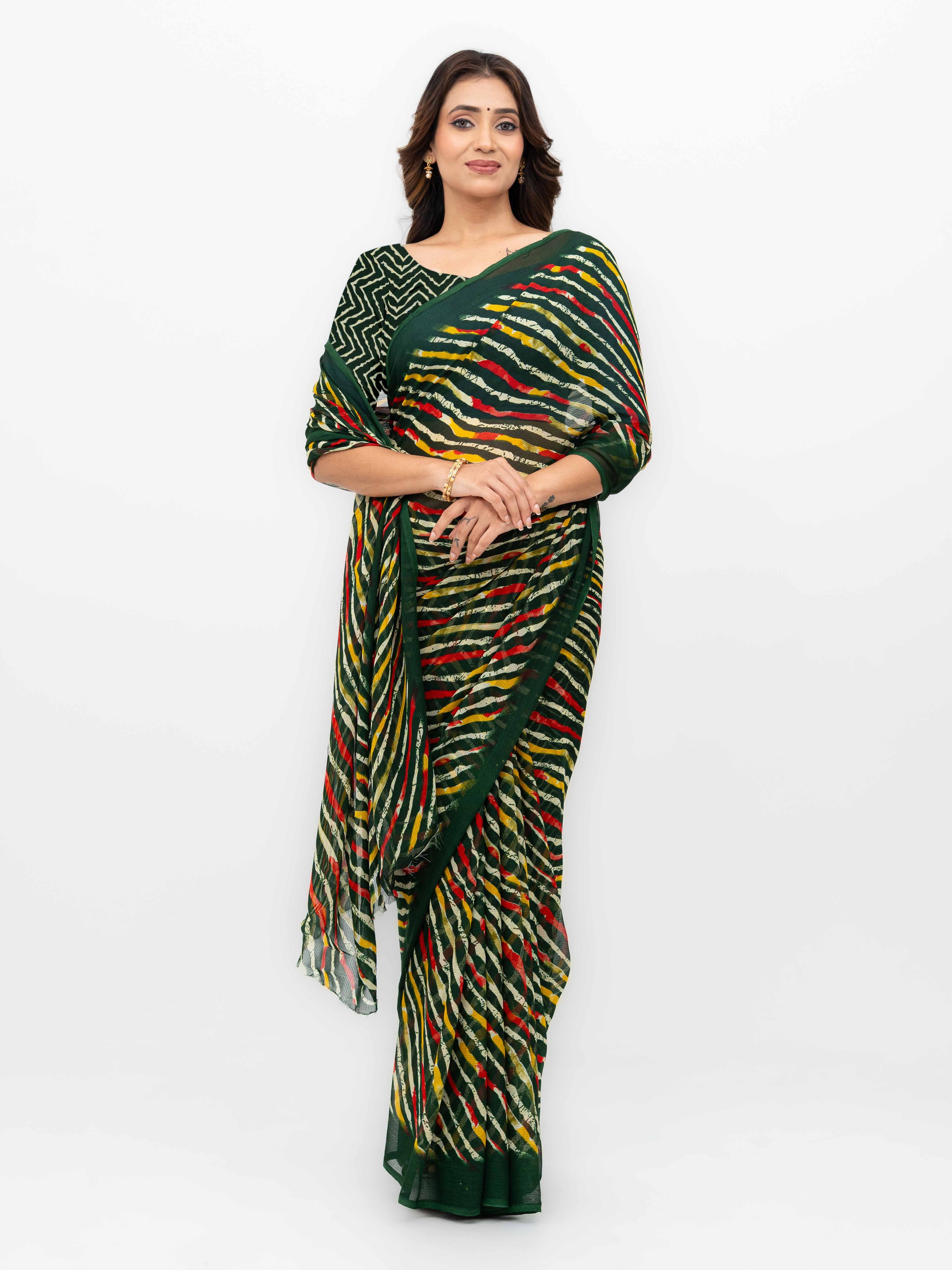 Dark Green Georgette Saree