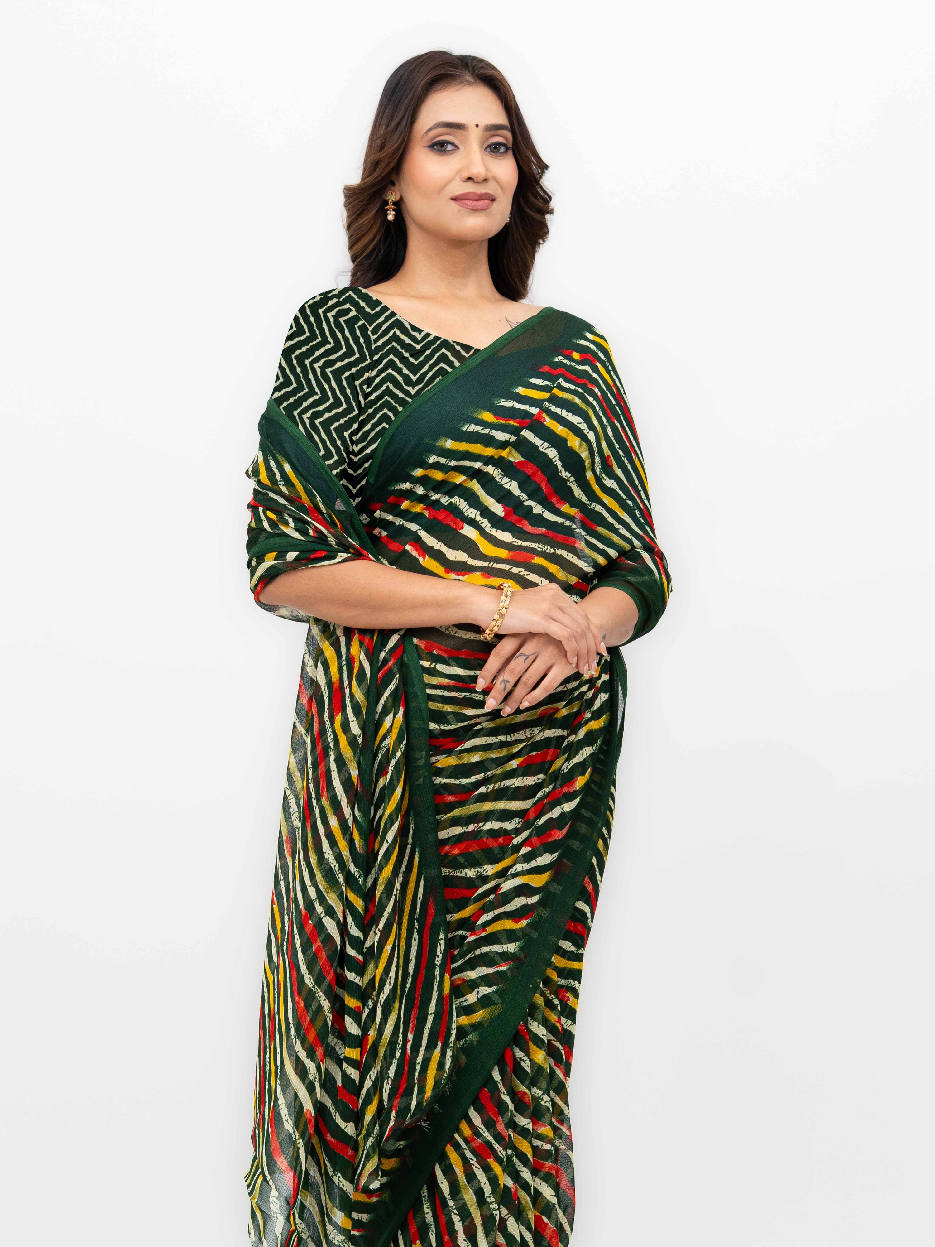Dark Green Georgette Saree