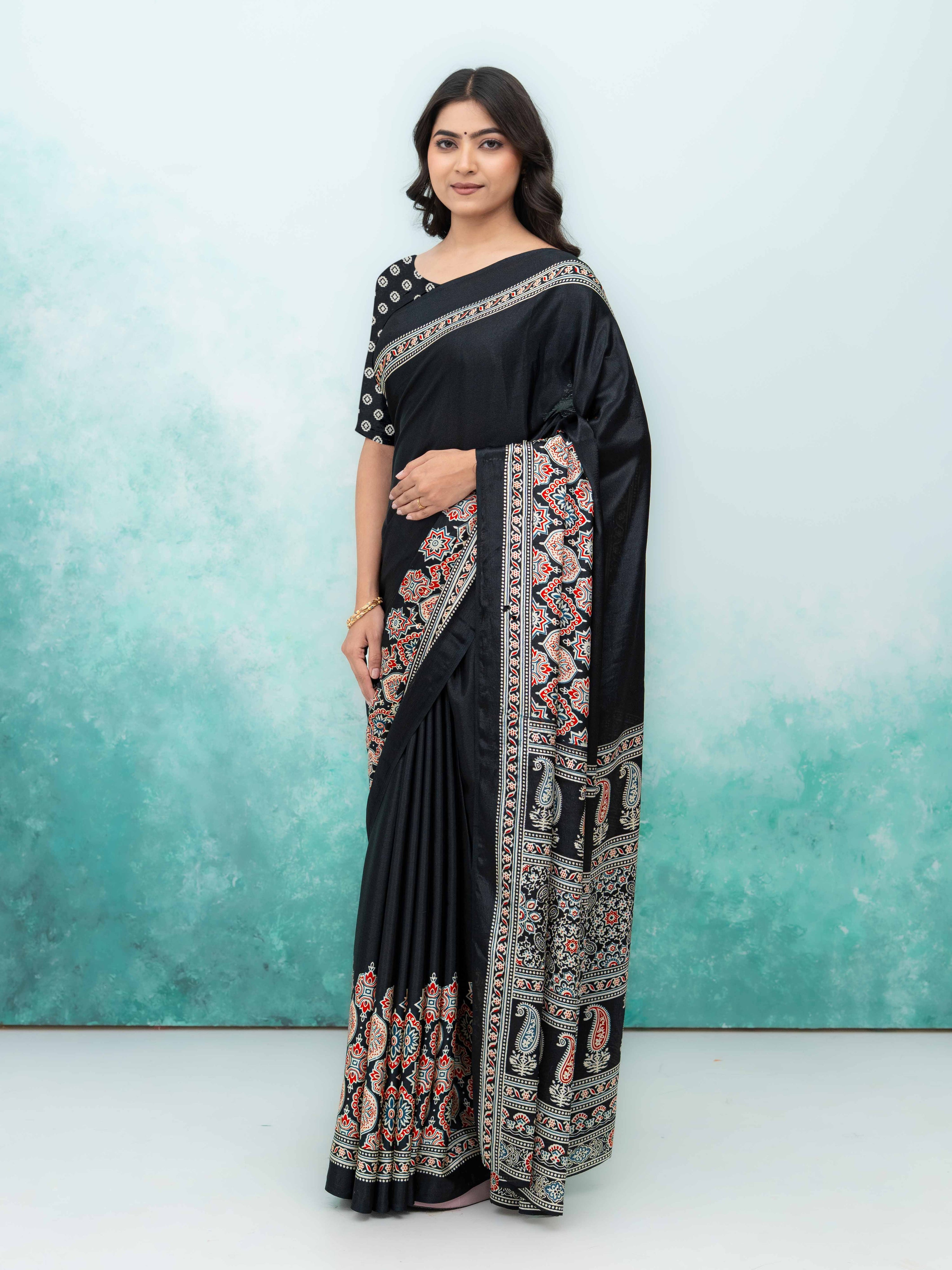 Black Crepe Saree