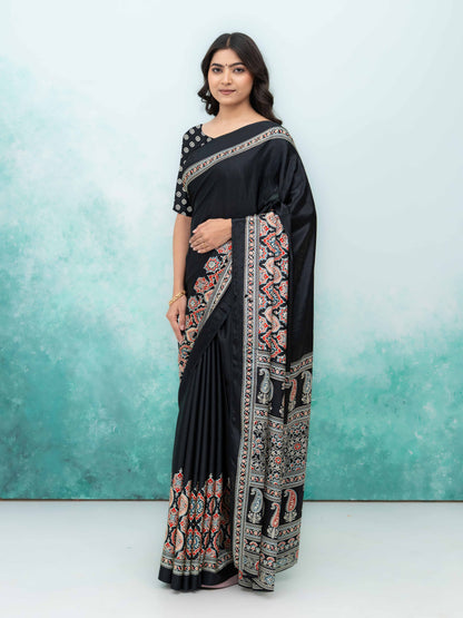 Black Crepe Saree