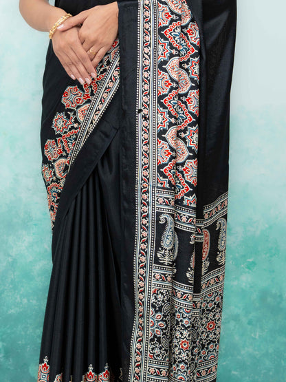 Black Crepe Saree