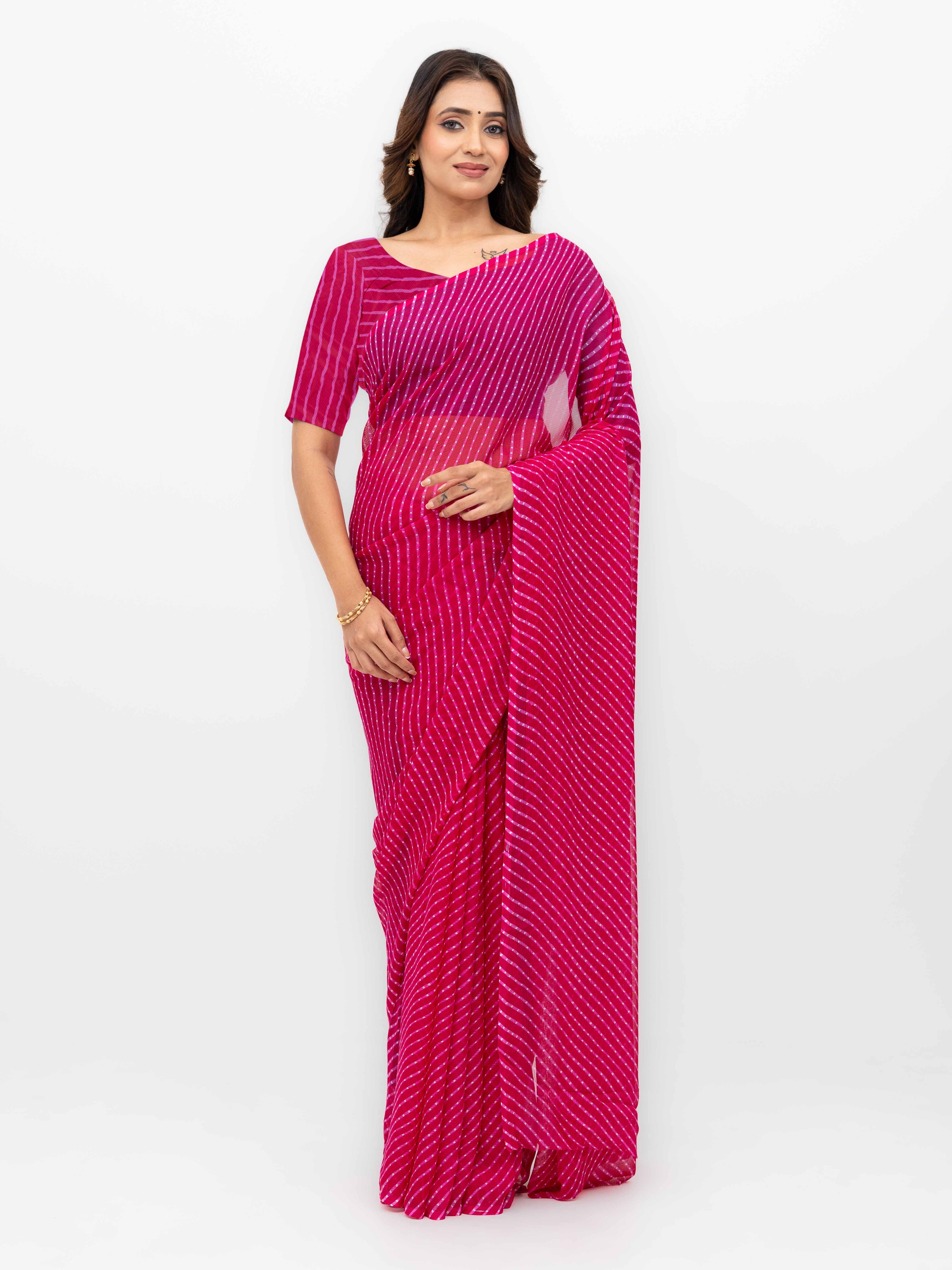 Pink Chiffon Saree
