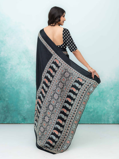 Black Crepe Saree