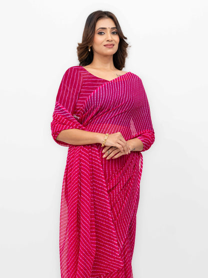 Pink Chiffon Saree