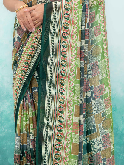 Dark Green Poly Viscose Saree