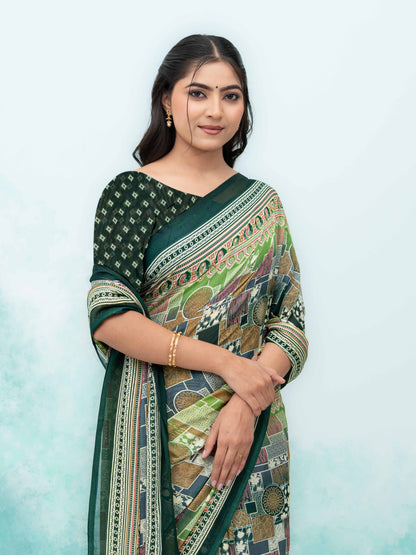 Dark Green Poly Viscose Saree