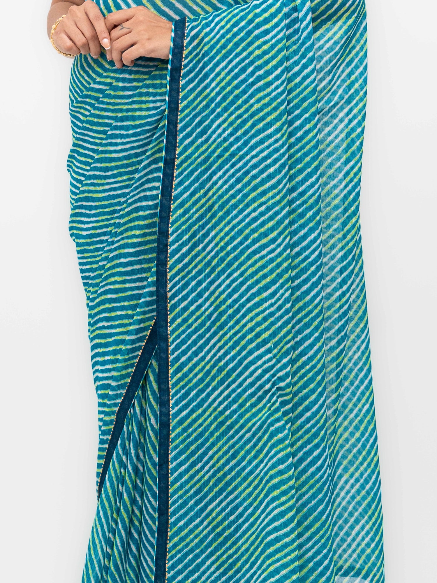Teal Blue Georgette Leheriya Saree