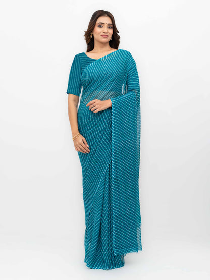 Teal Chiffon Saree