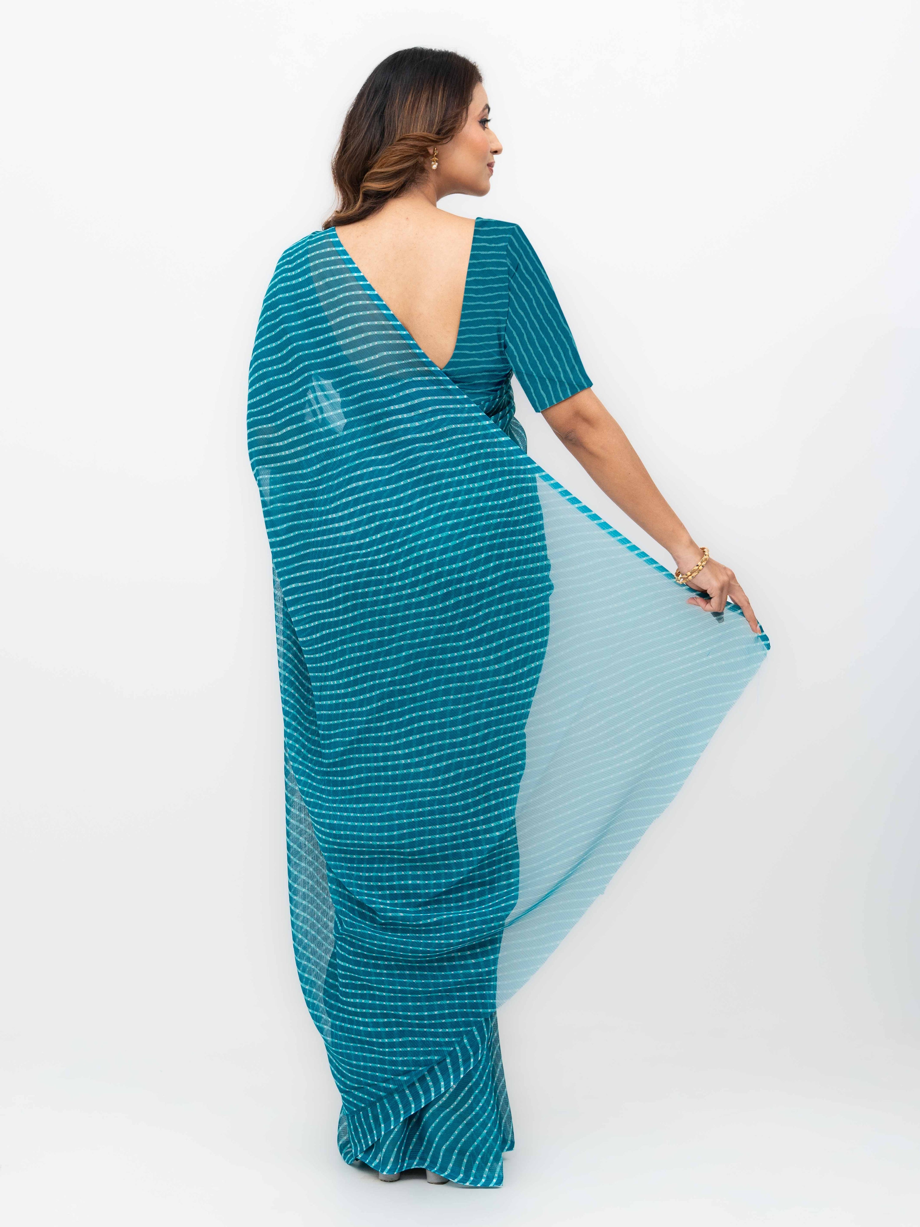 Teal Chiffon Saree