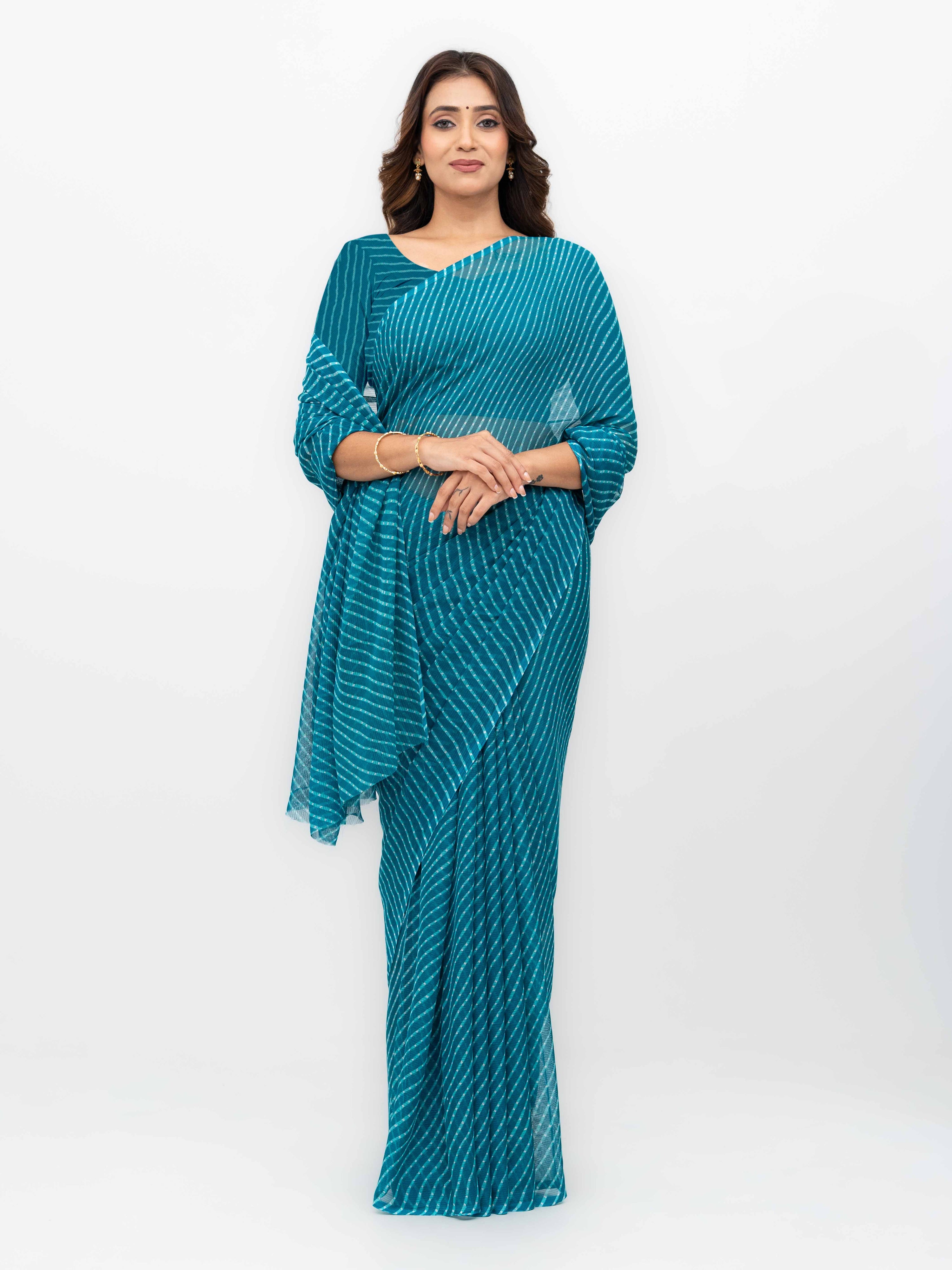 Teal Chiffon Saree