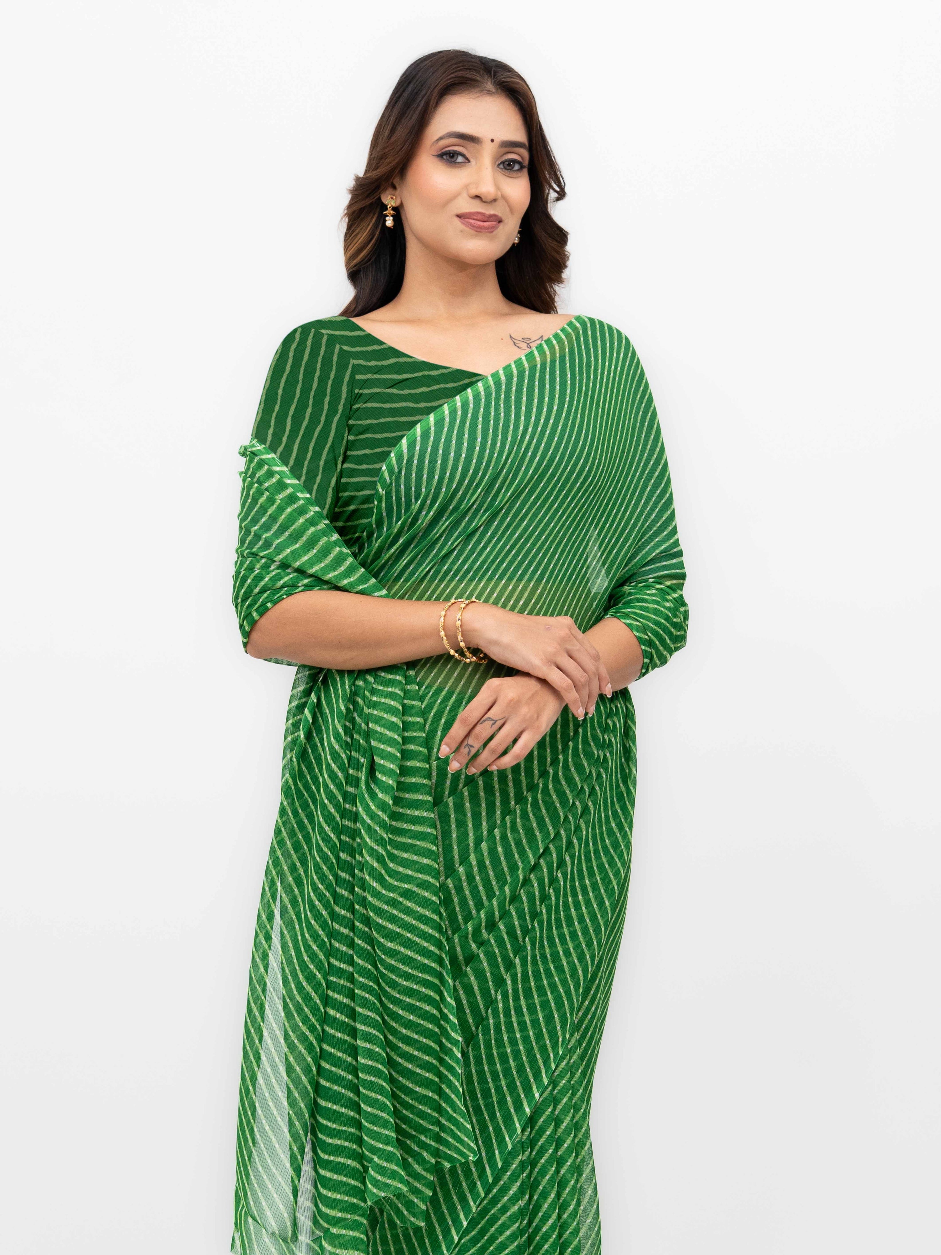 Green Chiffon Saree