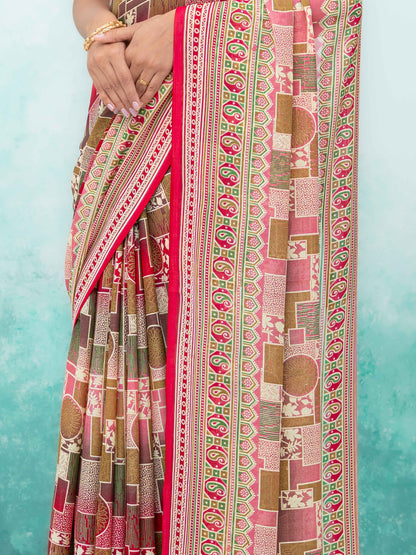 Rani Pink Poly Viscose Saree