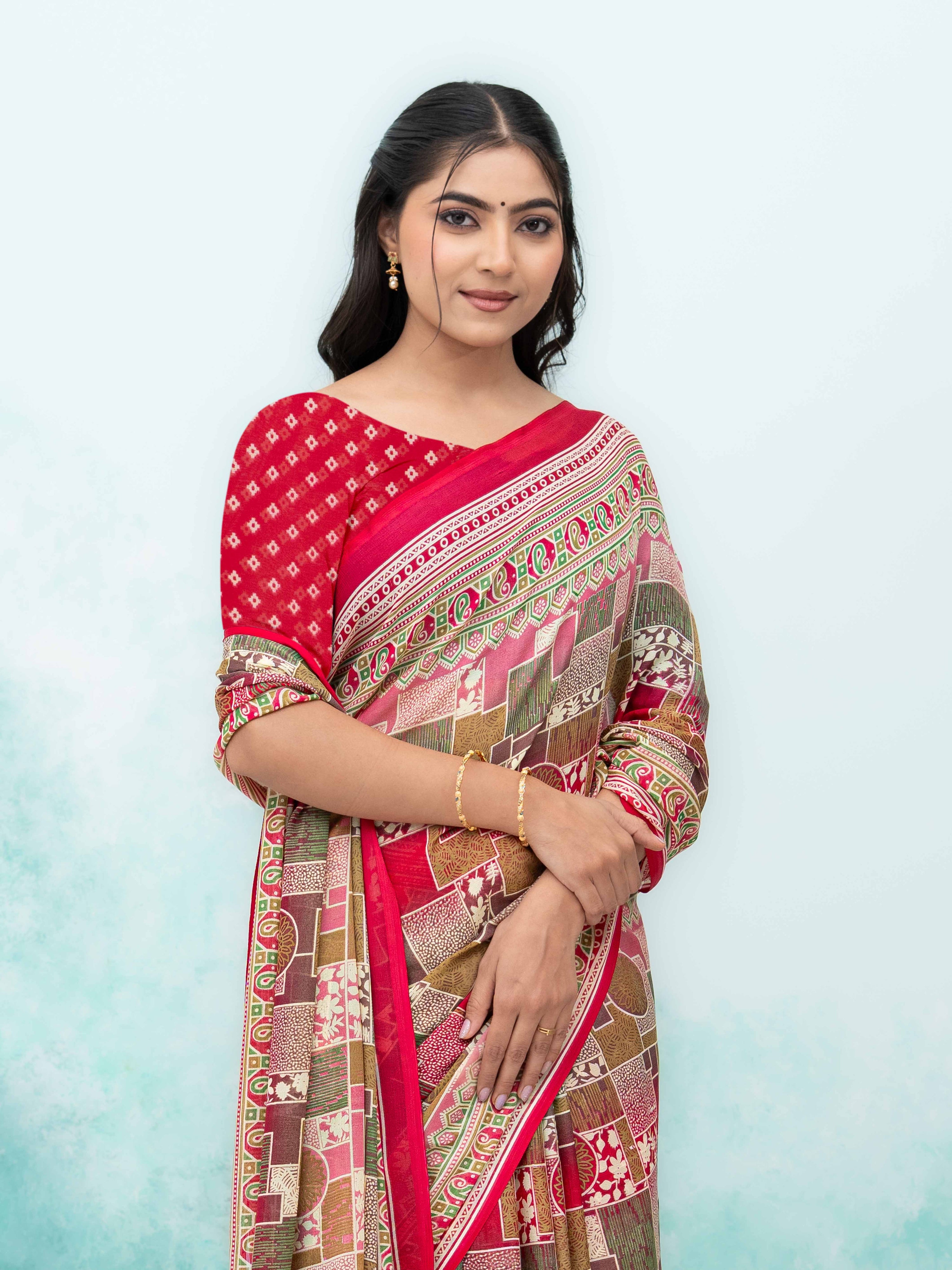 Rani Pink Poly Viscose Saree