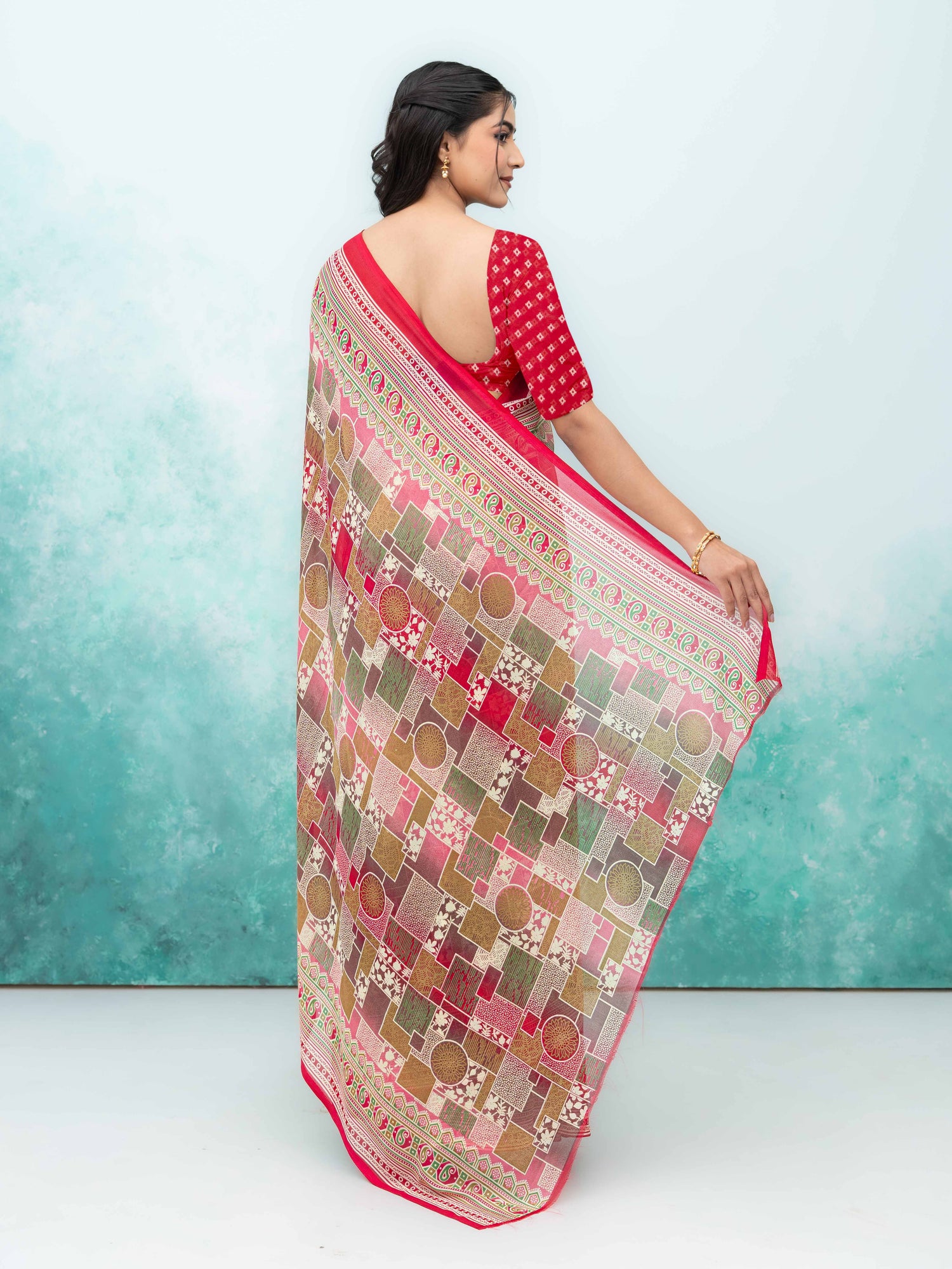 Rani Pink Poly Viscose Saree