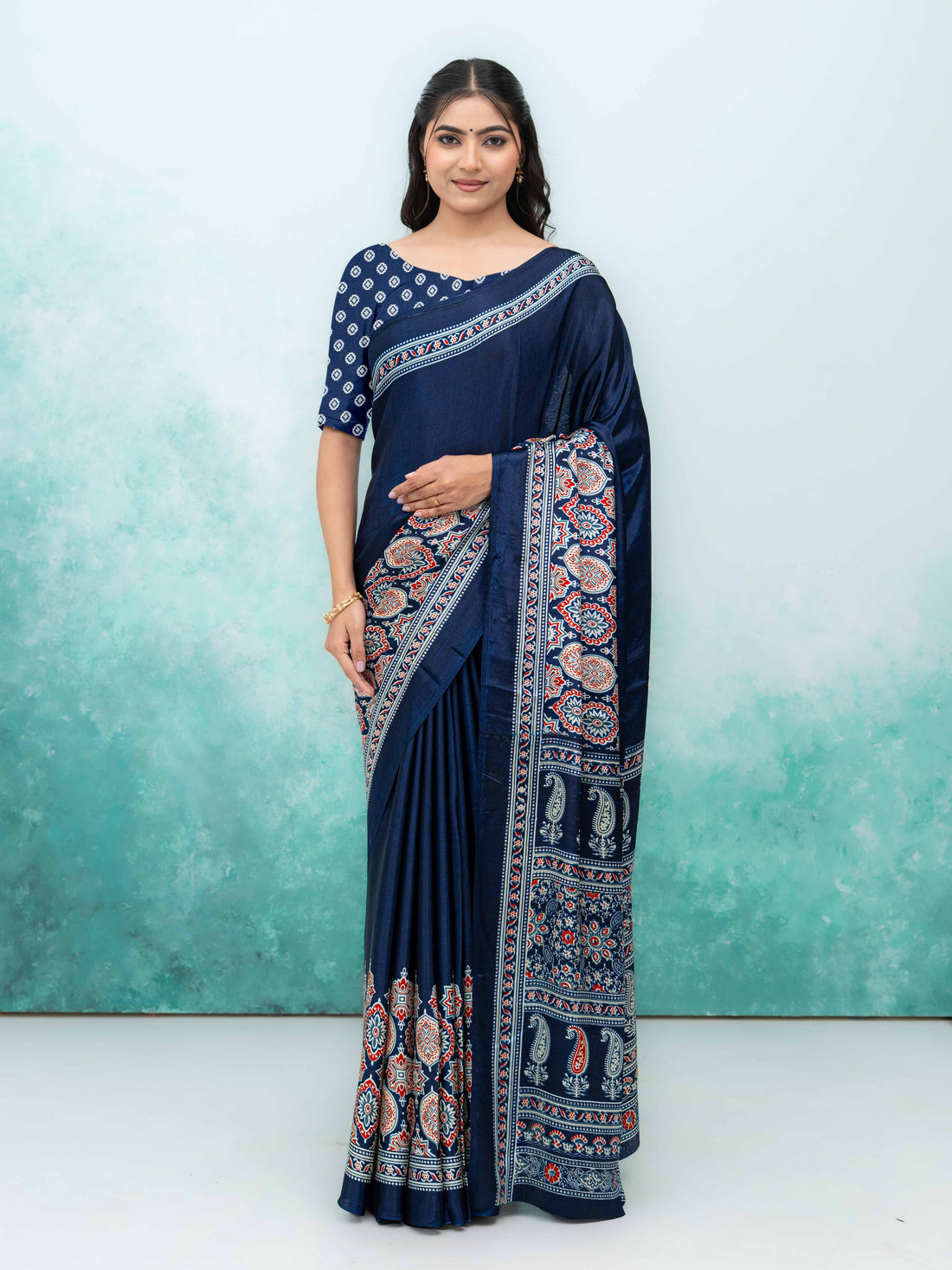 Navy Blue Crepe Saree