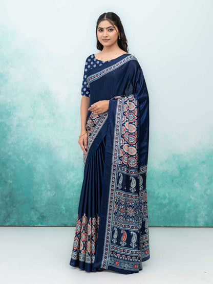Navy Blue Crepe Saree