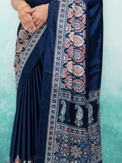 Navy Blue Crepe Saree
