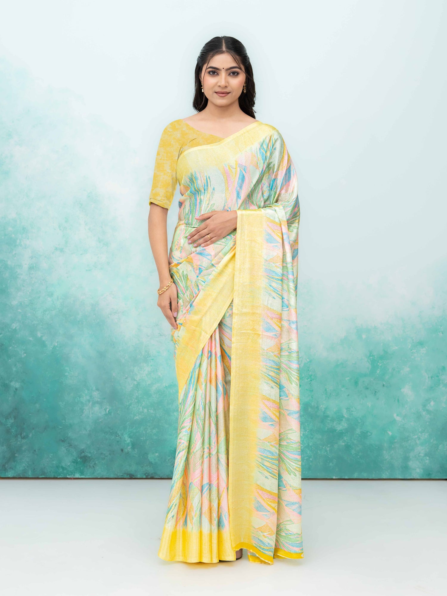 Yellow Turkey Silk Saree