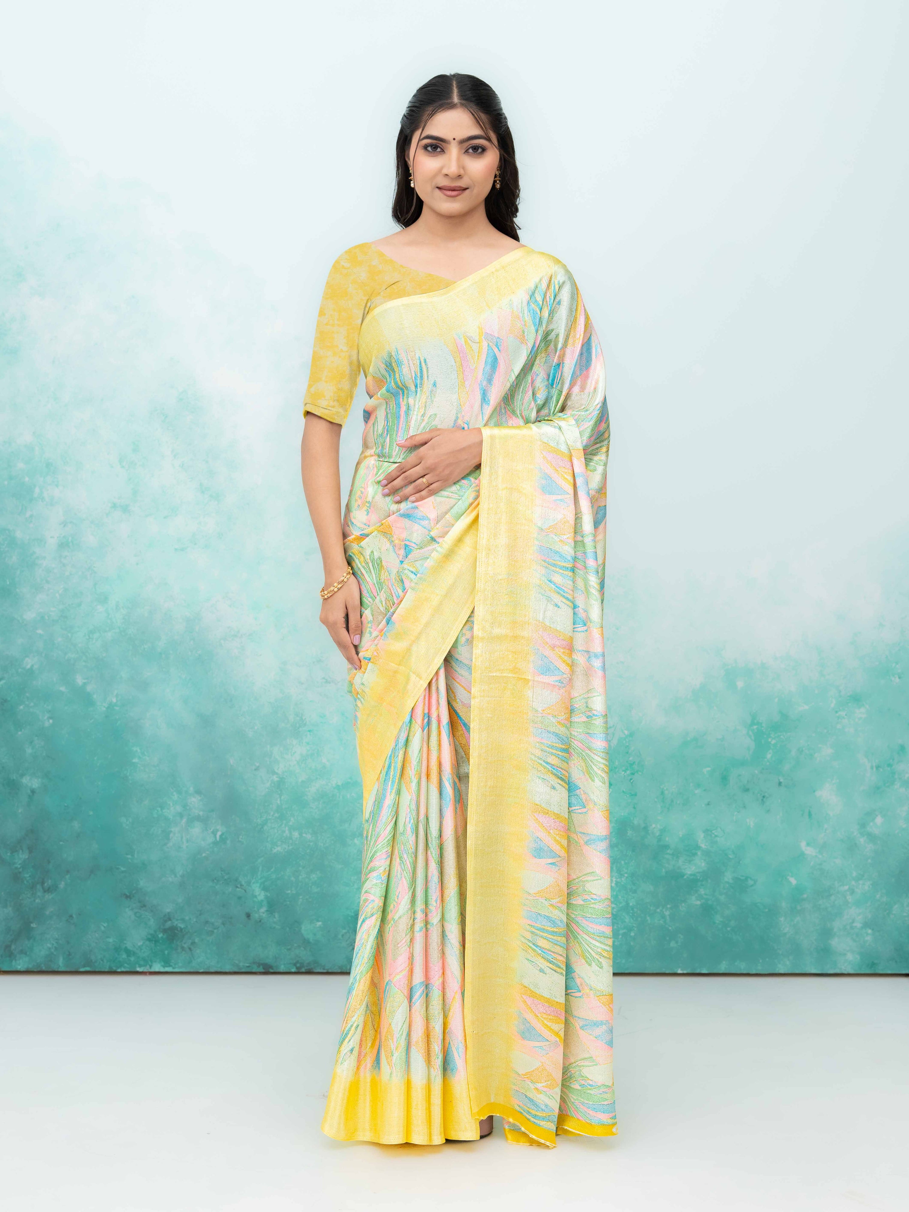 Yellow Turkey Silk Saree