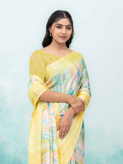 Yellow Turkey Silk Saree
