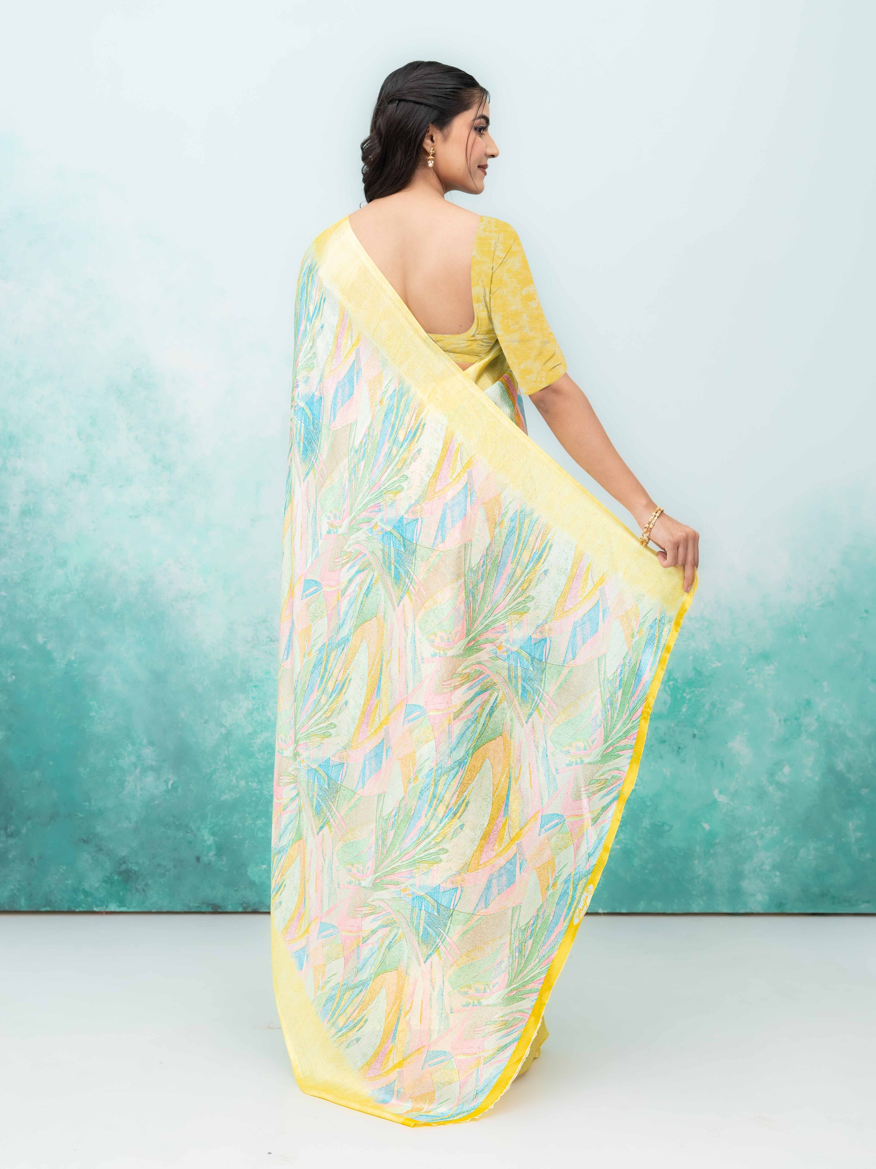 Yellow Turkey Silk Saree