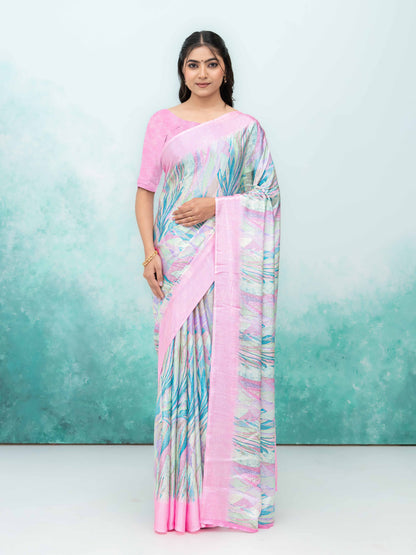 Pink Turkey Silk Saree with