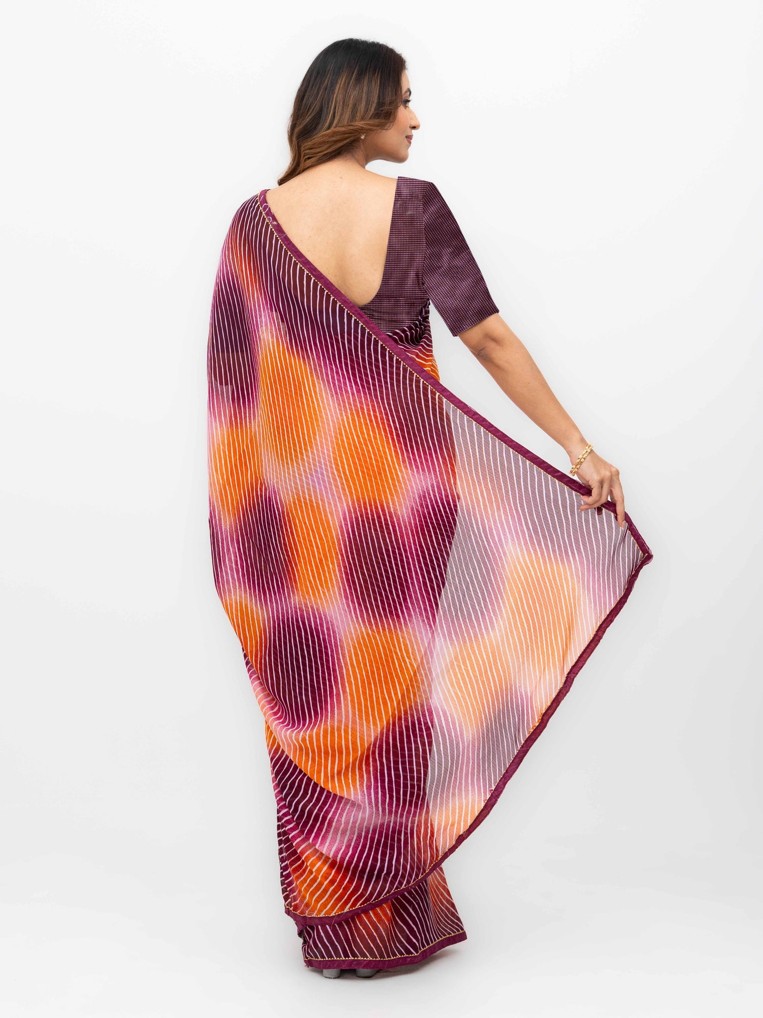 Wine &amp; Multicolor  Georgette Saree