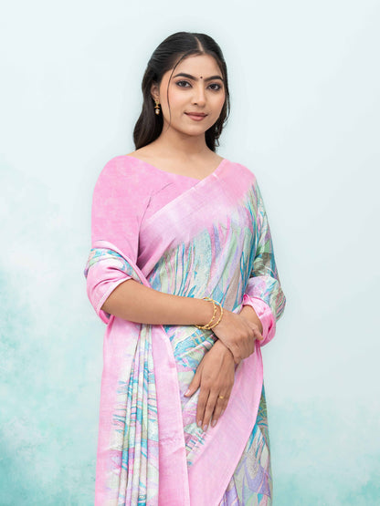 Pink Turkey Silk Saree with