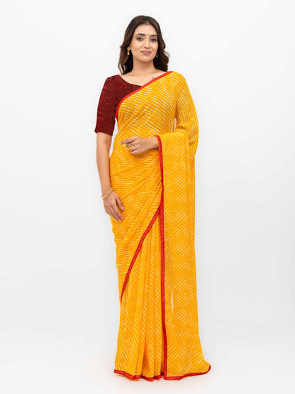 Yellow Georgette Leheriya Saree