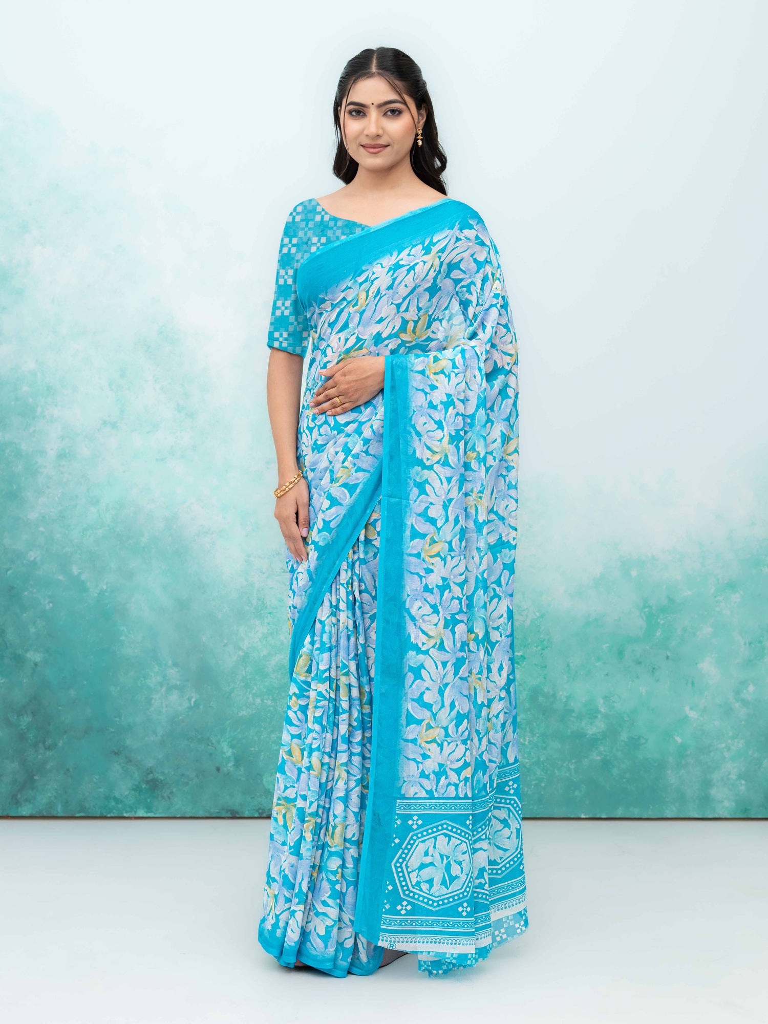 Sky Blue Georgette Saree