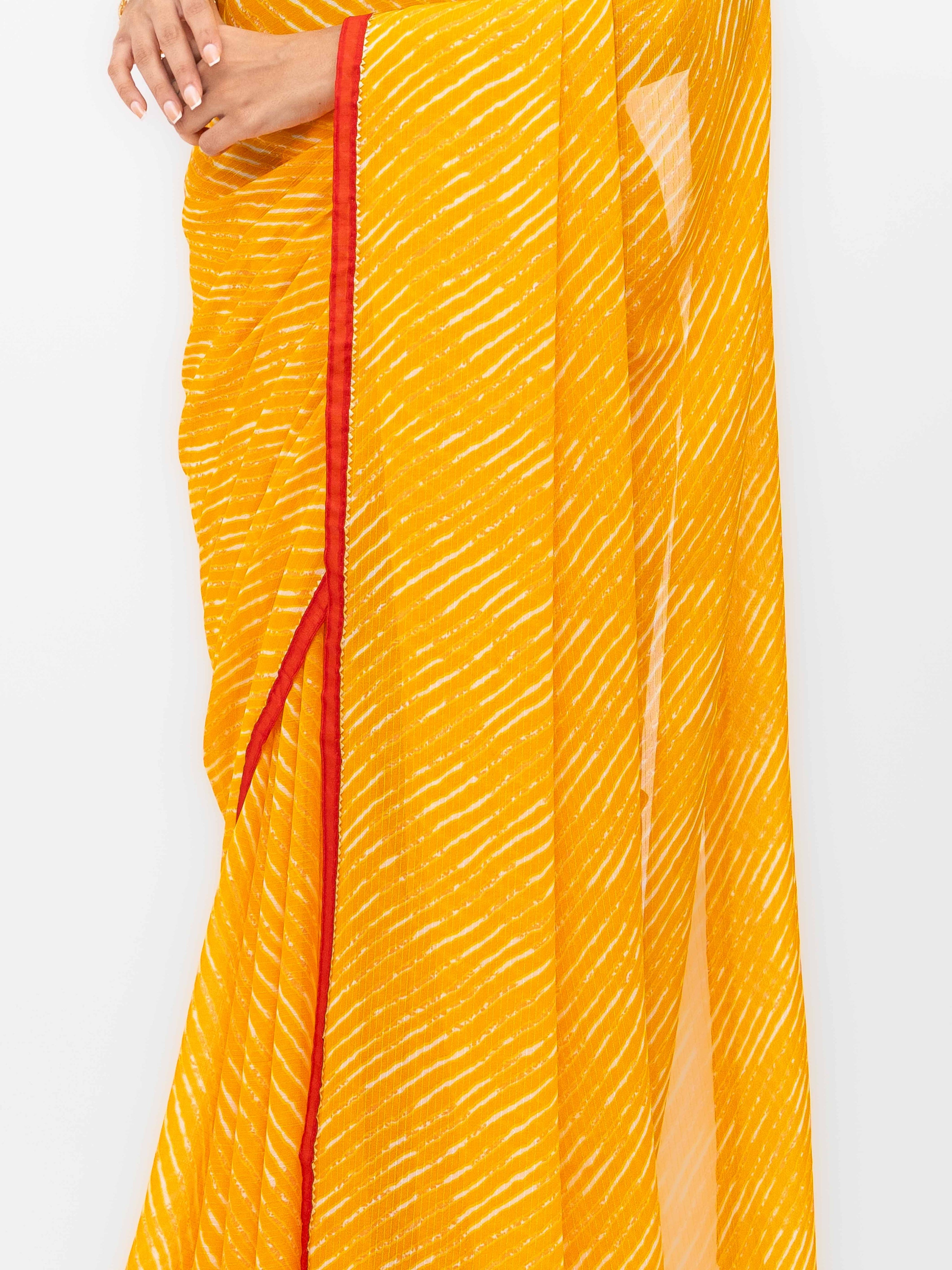 Yellow Georgette Leheriya Saree