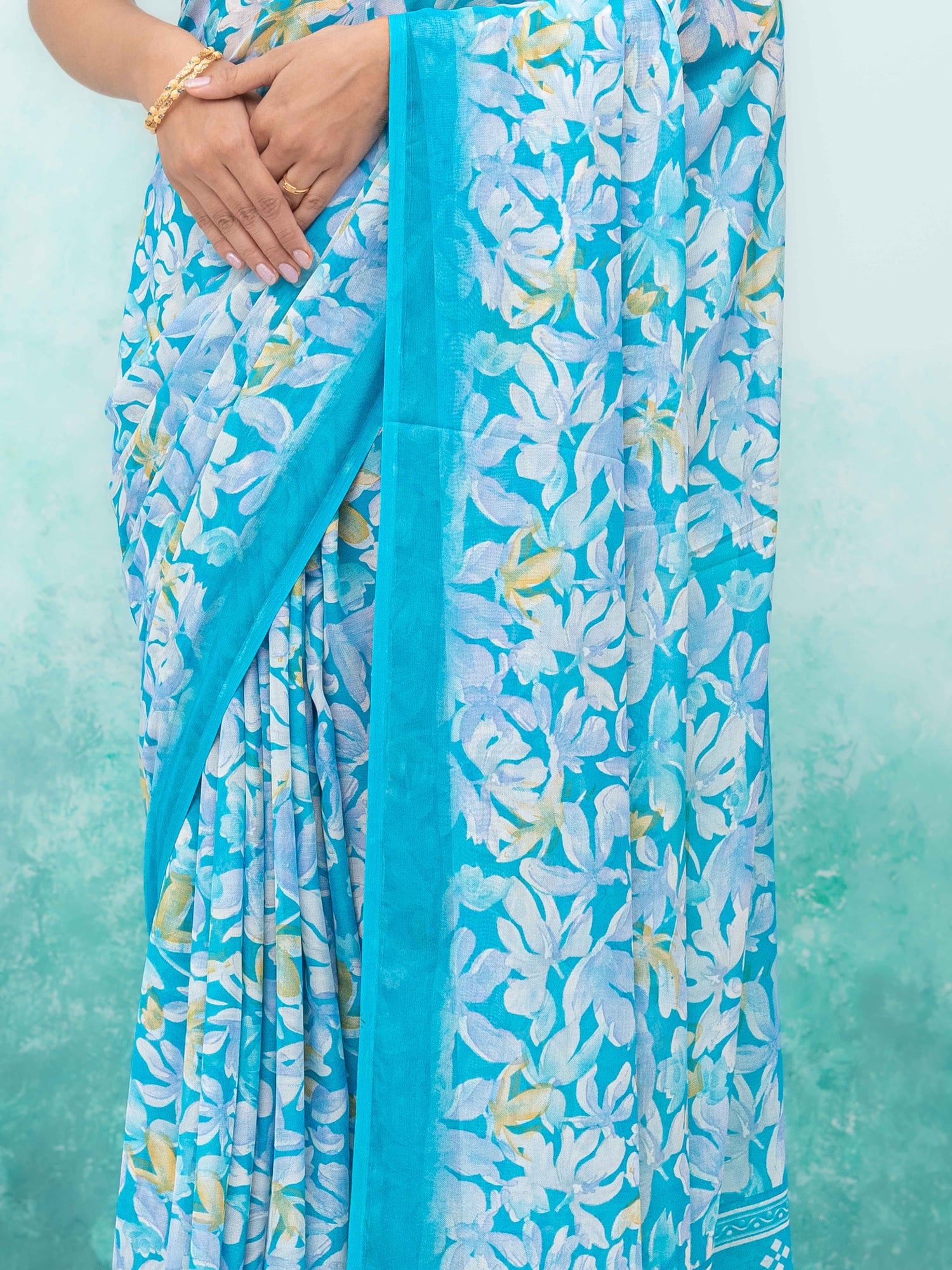 Sky Blue Georgette Saree