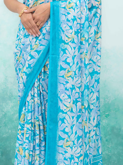 Sky Blue Georgette Saree
