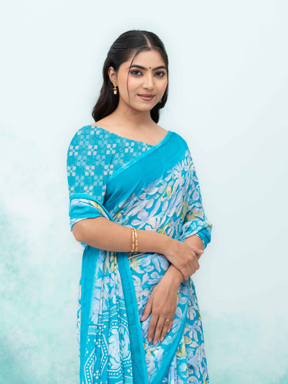 Sky Blue Georgette Saree