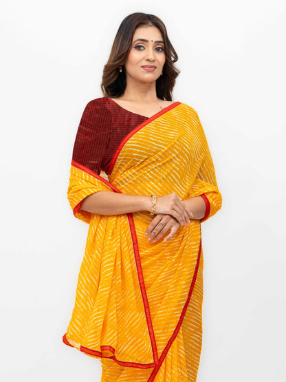 Yellow Georgette Leheriya Saree
